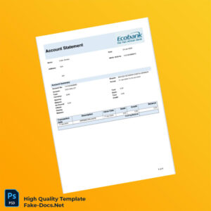 Ghana Ecobank Account Statement Template in Word and PDF formats