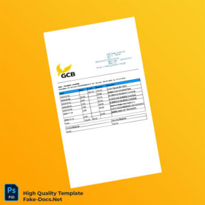 Ghana GCB Bank Statement Template in Word and PDF formats