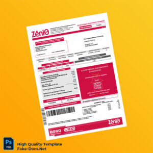 Greece Zenith Editable Utility Bill Template in Word and PDF formats
