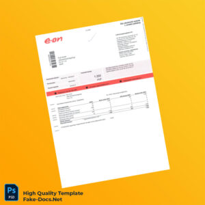 Hungary EON Editable Utility Bill Template in Word and PDF formats 2 page