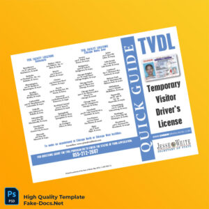 Illinois Editable Temporary Visitor Driver s License Template in Word and PDF formats 2 page