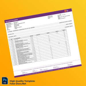 India AU Bank Statement Template in Word and PDF formats 2 page