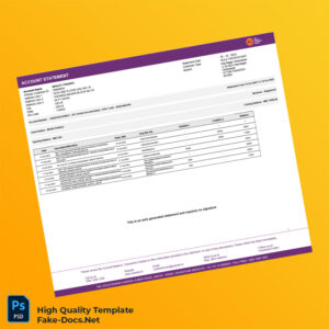 India AUBL Bank Statement Template in Word and PDF formats