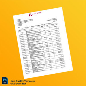 India Axis Bank Statement Template in Word and PDF formats 6 page