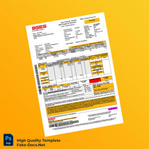 India BSES Yamuna Power Ltd Editable Utility Bill Template in Word and PDF formats 2 page