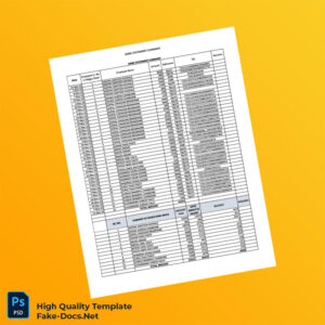 India Bank Statement Summary Template in Word and PDF formats