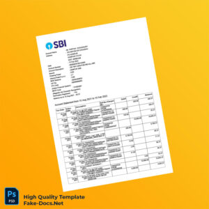 India Bank Statement Template in Word and PDF formats 2 page