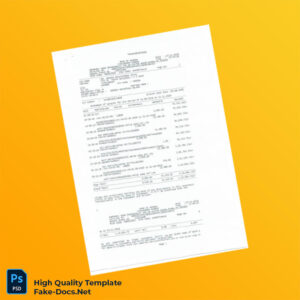 India Bank of Baroda Bank Statement Template in Word and PDF formats 2 page