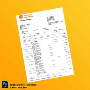 India Bank of Baroda Statement Template in Word and PDF formats 3 page