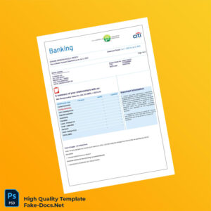 India Citi Bank Statement Template in Word and PDF formats 4 page