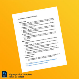 India Editable Checklist for the Startup DPIIT RECOGNITION Template in Word and PDF formats 3 page