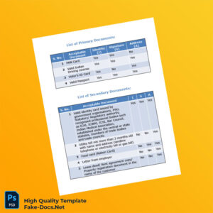 India Editable Identity Document Template in Word and PDF formats 2 page