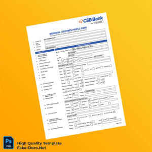 India Editable Individual Customer Profile Form Template in Word and PDF formats 2 page