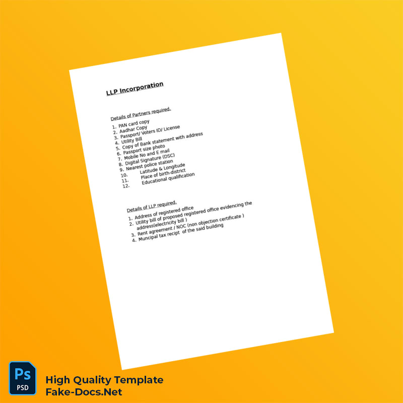 India Editable LLP Formation Template in Word and PDF formats India Editable LLP Formation Template in Word and PDF formats