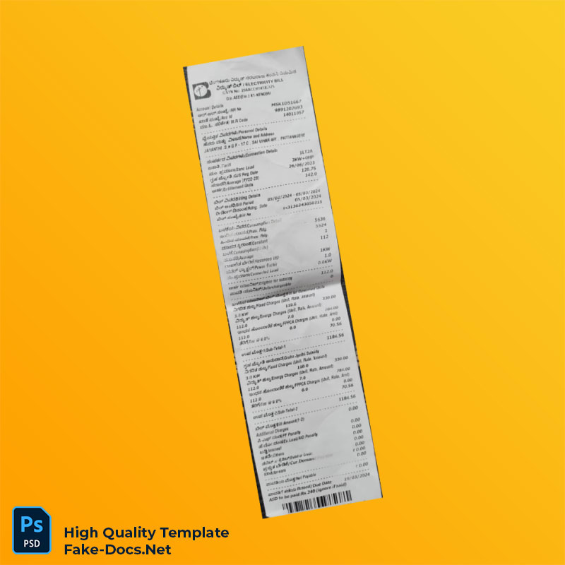 India Electricity Provider Editable Electricity Bill Template in Word and PDF formats India Electricity Provider Editable Electricity Bill Template in Word and PDF formats