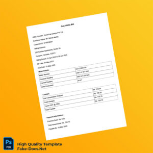 India GreenGas Energy Pvt Ltd Editable Gas Bill Template in Word and PDF formats 2 page