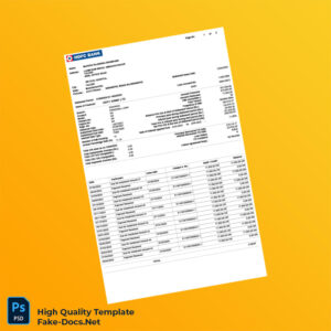 India HDFC Bank Loan Statement Template in Word and PDF formats 2 page