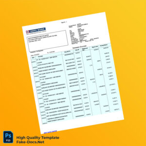 India HDFC Bank Statement Template in Word and PDF formats