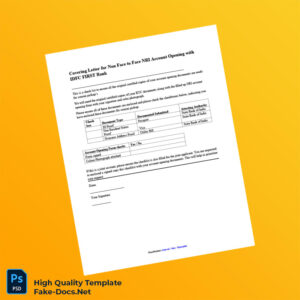 India IDFC FIRST Bank Editable Covering Letter for Non Face to Face NRI Account Opening Template in Word and PDF formats