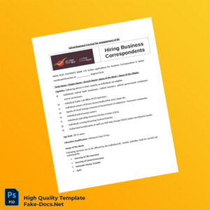 India India Post Payments Bank Ltd Editable Advertisement Format Template in Word and PDF formats 2 page