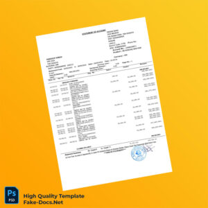 India Indian Bank Bank Statement Template in Word and PDF formats