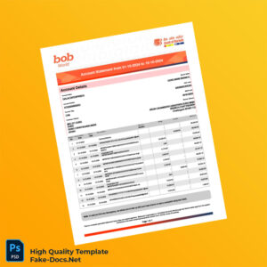 India JCB Account Statement Template in Word and PDF formats