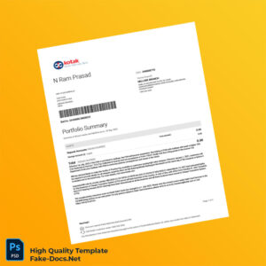 India Kotak Mahindra Bank Statement Template in Word and PDF formats 4 page