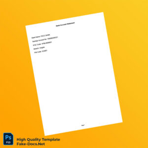 India PDCC Bank Statement Template in Word and PDF formats