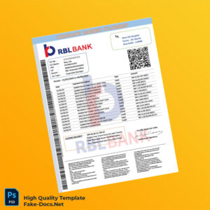 India RBL Bank Account Statement Template in Word and PDF formats