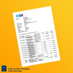 India Reserve Bank Of India Bank Account Statement Template in Word and PDF formats 3 page