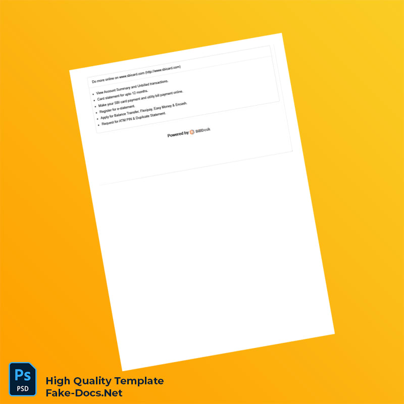 India SBI Card Editable Payment Receipt Template in Word and PDF formats 2 page India SBI Card Editable Payment Receipt Template in Word and PDF formats 2 page