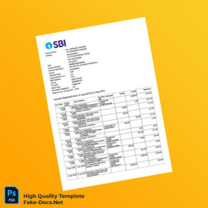 India SBI Personal Bank Statement Template in Word and PDF formats 7 page