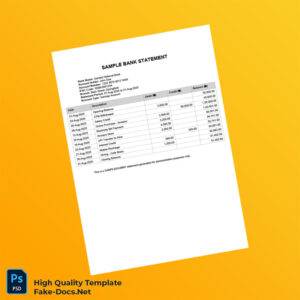 India Sample National Bank Bank Statement Template in Word and PDF formats