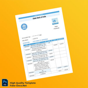 India State Bank of India Bank Statement Template in Word and PDF formats 4 page