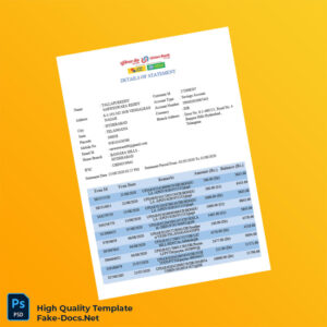 India Union Bank Bank Statement Template in Word and PDF formats 5 page