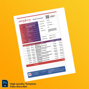 India Union Bank Statement Template in Word and PDF formats