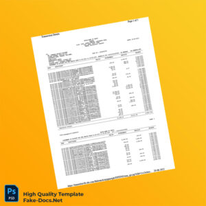 India Union Bank of India Bank Statement Template in Word and PDF formats 5 page