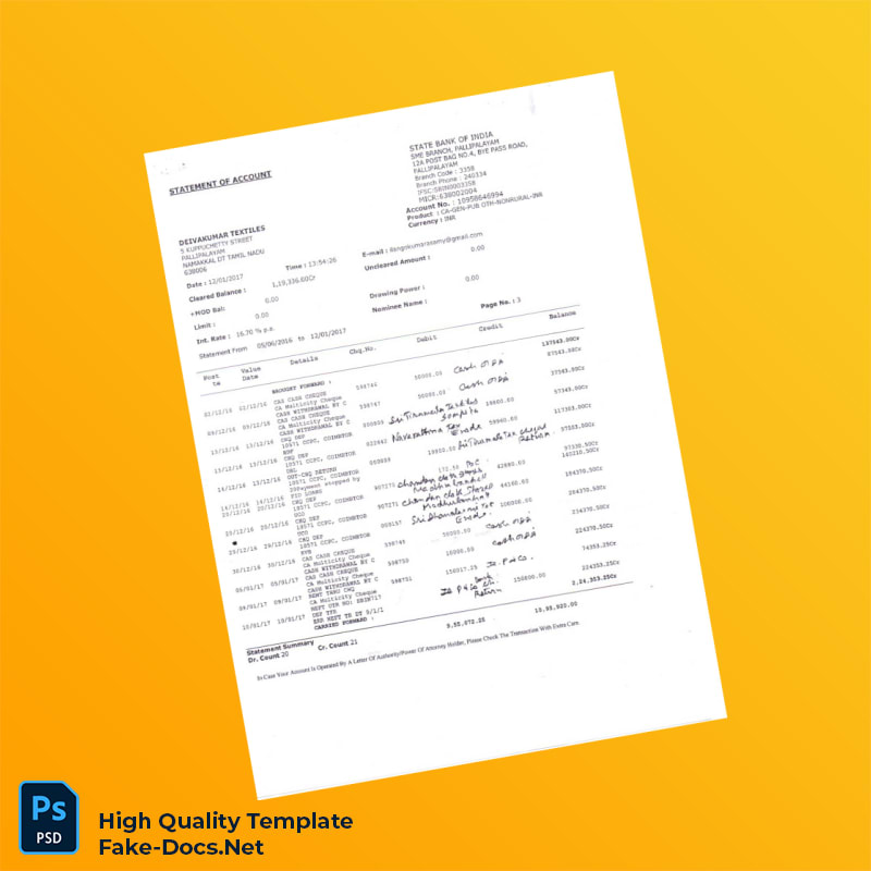 India Unknown Bank Statement Template in Word and PDF formats India Unknown Bank Statement Template in Word and PDF formats
