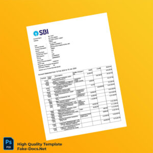 India Vijay Bank Statement Template in Word and PDF formats 3 page