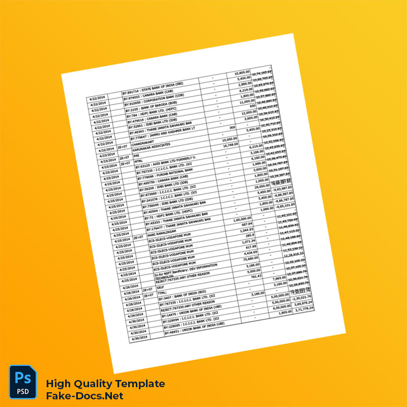 India Vijaya Bank Statement Template in Word and PDF formats 7 page India Vijaya Bank Statement Template in Word and PDF formats 7 page