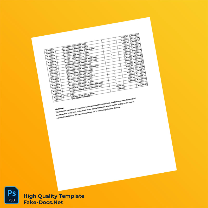 India Vijaya Bank Statement Template in Word and PDF formats 7 page India Vijaya Bank Statement Template in Word and PDF formats 7 page