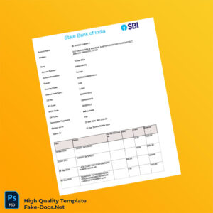 India Viond Bank Statement Template in Word and PDF formats 3 page