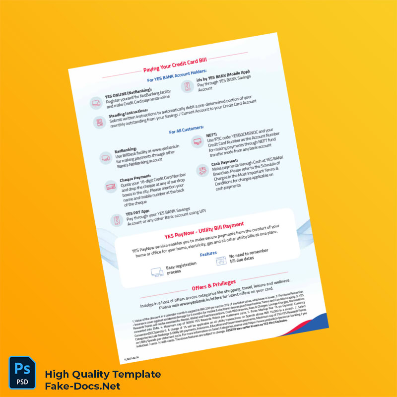 India YES BANK Editable Credit Card One Pager Template in Word and PDF formats 2 page India YES BANK Editable Credit Card One Pager Template in Word and PDF formats 2 page