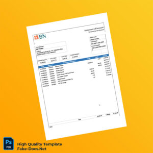 Indonesia BNI Bank Statement Template in Word and PDF formats 2 page