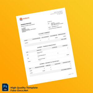 Indonesia Seabank Bank Statement Template in Word and PDF formats 2 page