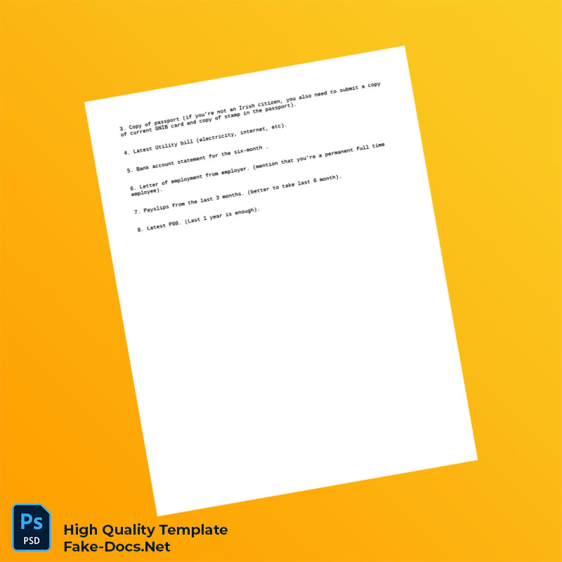 Ireland Editable Visit Visa Template in Word and PDF formats 2 page Ireland Editable Visit Visa Template in Word and PDF formats 2 page