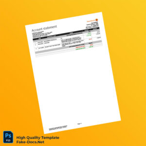 Ireland Swedbank Bank Statement Template in Word and PDF formats