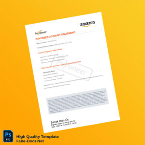 Italy Payoneer Account Statement Template in Word and PDF formats