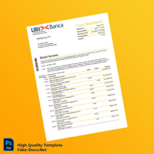 Italy UBI Bank Bank Statement Template in Word and PDF formats