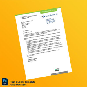 Jersey Jersey Electricity plc Editable Electricity Bill Template in Word and PDF formats